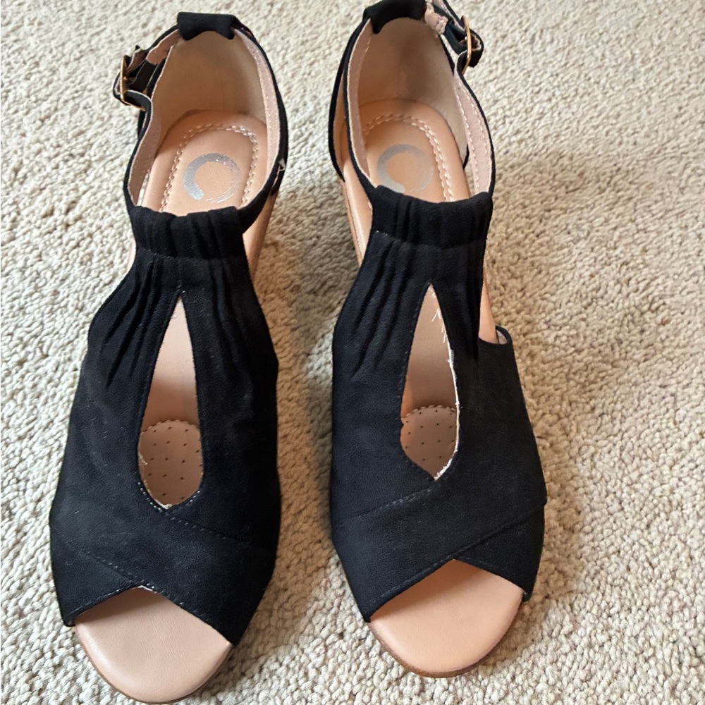 Black Suede Platform Sandals